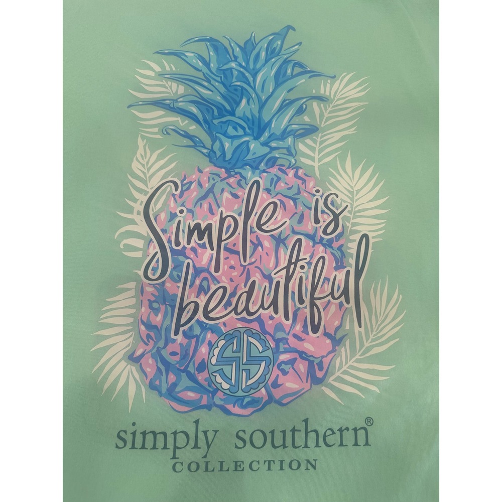 Simply Southern Mint Green Pineapple Simple is Beautiful T-Shirt Large - Picture 9 of 9